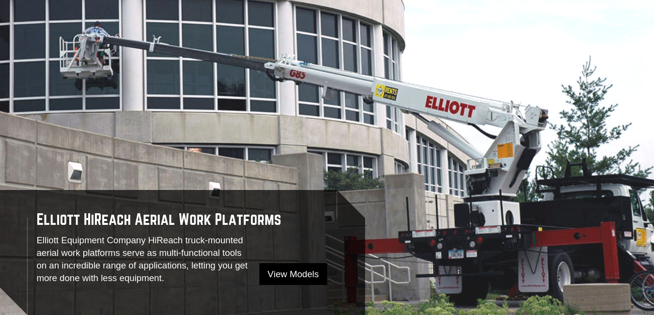 Elliott HiReach Truck Mounted Aerial Work Platforms are available at Pat Kelly Equipment Co.