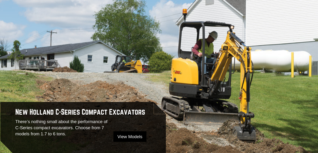 New Holland Construction C-Series Compact Excavators available at Pat Kelly Equipment Co.