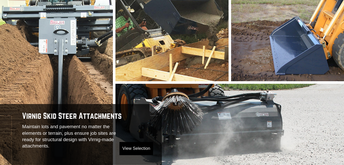 Virnig Skid Steer Attachments are available at Pat Kelly Equipment Co.